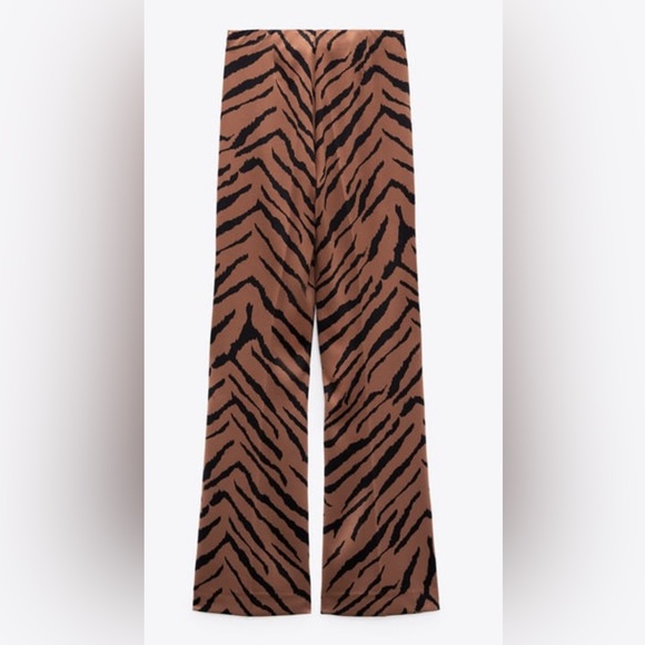 ZARA animal print flare pants size small - Picture 5 of 11